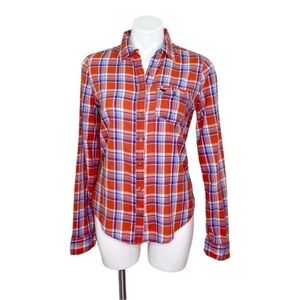 Abercrombie & Fitch Faded Red and Blue Plaid Shirt